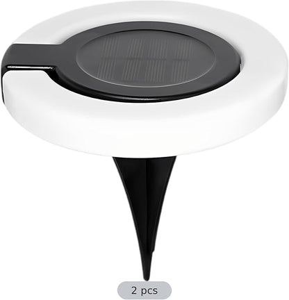 2 Pcs Waterproof Led Ground Lighting, Outdoor Solar Pathway Lights 5.9 X 5.51 in, Dusk to Landscape Lighting, Aa/300 Mah Battery, for Patio Yard Garden Stair Balcony