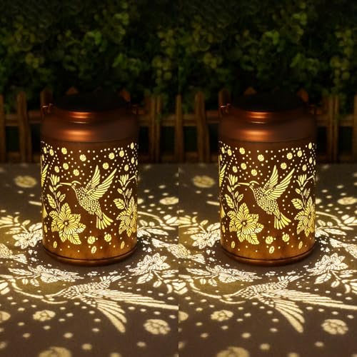 Cawalap Birthday Day Gifts for Women, Hummingbird 2 Pack Solar Lanterns