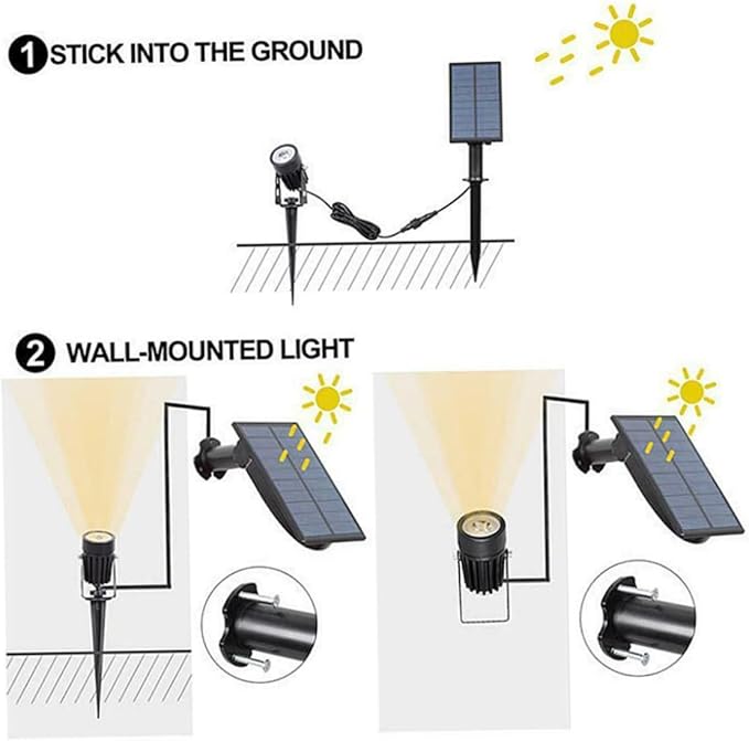 Solar LED Lawn Lights Waterproof Outdoor Ground Plug Light for Garden Decoration 6W Warm White Lighting for Patios and Pathways
