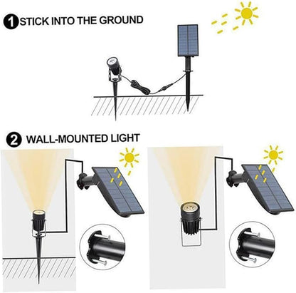 Solar LED Lawn Lights Waterproof Outdoor Ground Plug Light for Garden Decoration 6W Warm White Lighting for Patios and Pathways
