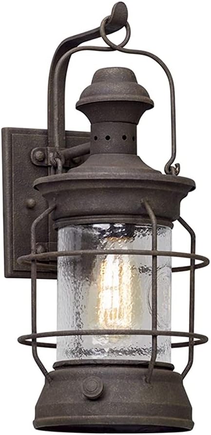 Troy Lighting B5052 Atkins - One Light Outdoor Medium Wall Lantren, Cenntinial Rust Finish with Clear Textured | Lumora