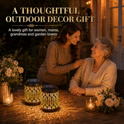 LeiDrail Peacock Feather Solar Lanterns, Outdoor Hanging Lights, 4 Pack