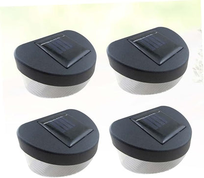 ABOOFAN 4pcs Solar Energy Outdoor Garden Light Led Wall Lamp for Garden Porch Pathway Corridor Black Shell White Light Easy to Install and Remove