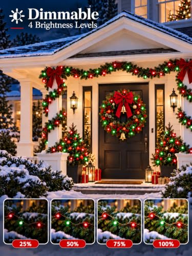 Connectable 100LED 43FT Red and Green Christmas String Lights Indoor