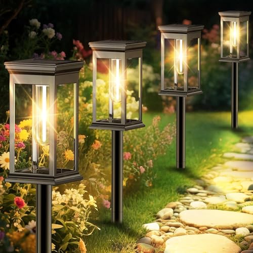 Solar Pathway Lights Outdoor Waterproof – 10 Pack Bright Solar Powered Garden Lights with Auto On/Off, IP65 LED Landscape Lighting for Walkway Patio Lawn Yard Decor