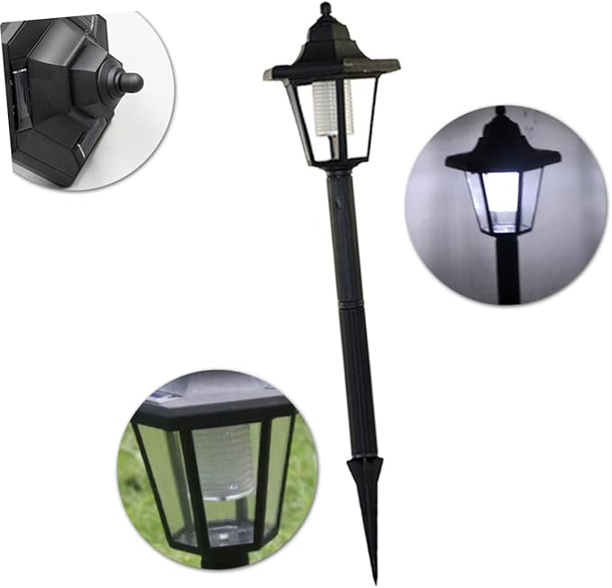 2 Pcs Solar Powered LED Lawn Lights Hexagonal Landscape Pathway Lighting for Garden Patio Outdoor White Light