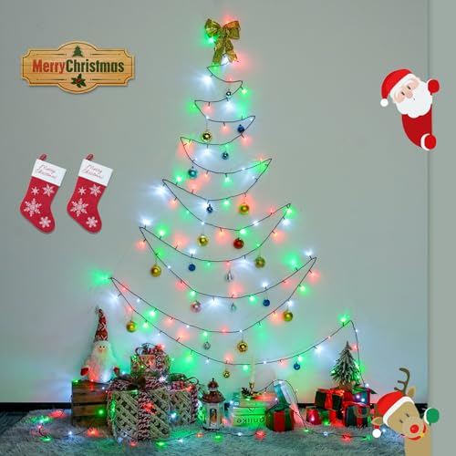 JMEXSUSS 66ft 200 LED Red White and Green Christmas Lights Plug in