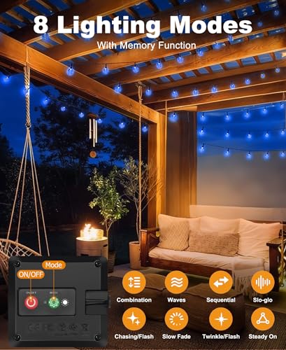 btfarm 2 Pack Solar String Lights Outdoor, Total 98FT 100 LED Crystal Globe