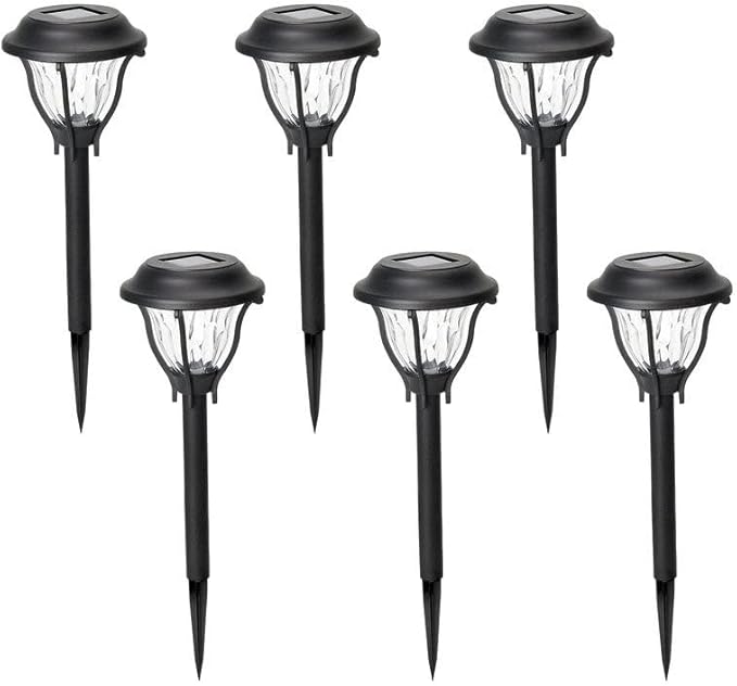 6-Pack Black Solar Pathway Led Lights with Waterproof Plastic Dusk to Dawn