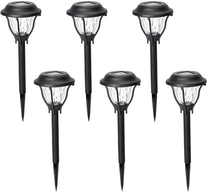 6-Pack Black Solar Pathway Led Lights with Waterproof Plastic Dusk to Dawn