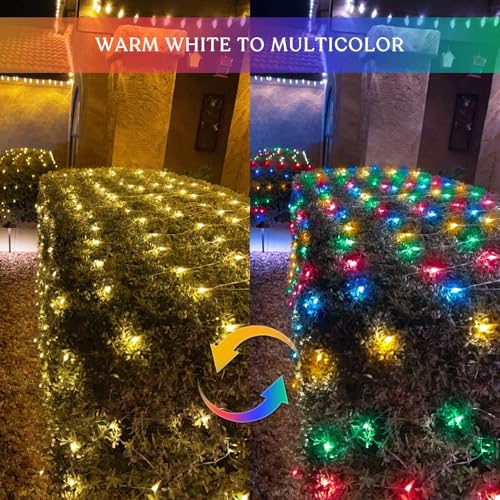 JMEXSUSS 360 LED Net Christmas Lights, Warm White to Multicolor
