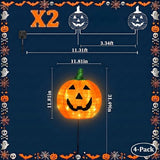 BRIGHTDECK Halloween Solar Pathway Lights Outdoor, LED Decor, Light Up Solar Stake Lights for Holiday, Halloween, Walkway, Sidewalk (Foldable Pumpkin, 4-Pack)