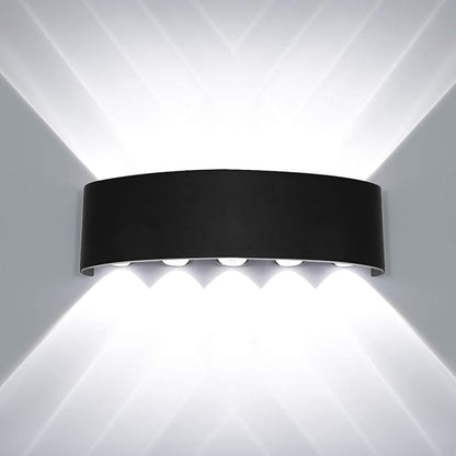 Kawell 10W Waterproof Modern Wall Sconces LED Wall Light Up Down Aluminum Wall Lamp LED Indoor Outdoor for Bedroom Living Room Bathroom Porch Stairs Hotels Garden Pathway, Black 6000K