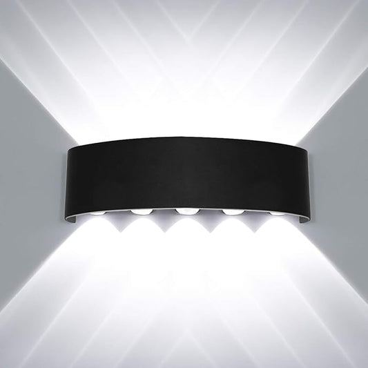 Kawell 10W Waterproof Modern Wall Sconces LED Wall Light Up Down Aluminum Wall Lamp LED Indoor Outdoor for Bedroom Living Room Bathroom Porch Stairs Hotels Garden Pathway, Black 6000K