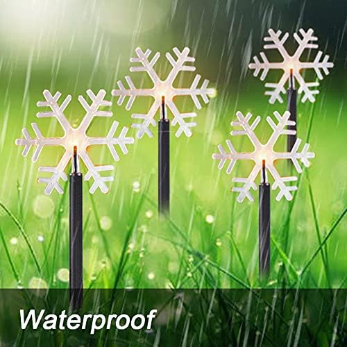 Mycznsyard Solar Snowflake Pathway Light 5 Pack Christmas Decorative Lights Waterproof LED Night Lights for Outdoor Ground Lawn Landscape Holiday Party Decor (Warm White)