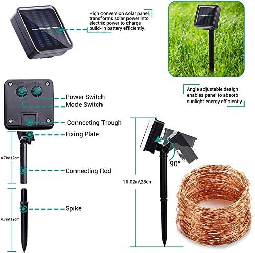 Lomotech Solar String Lights Outdoor - 2 Pack Total 66ft 200LED Solar Fairy Lights Waterproof 8 Modes Twinkle | Lumora