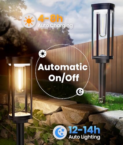 ALFIOT Outdoor Solar Lights, 12 Pack, Warm White, Geometric Shade, IP65