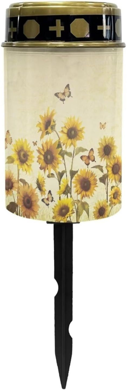 Generic Solar Lights Outdoor Waterproof Landscape Path Light Sunflower Solar Garden Light for Garden Yard Lawn Patio Cemetery Solar Light Memorial Light