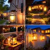 GARPAR Solar Lanterns Outdoor Waterproof with Wall Mount Kit, Upgraded Brighter Hanging Solar Lights for Outside, Auto On/Off Solar Powered Lantern for Garden Yard Patio Porch Decor, Gift for Mom