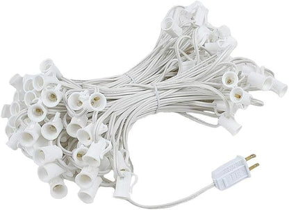 100 Foot G40 Outdoor Patio String Lights with 125 Green Globe Bulbs – Indoor Outdoor String Lights – Market Bistro Café Hanging String Lights – C7/E12 Base - White Wire