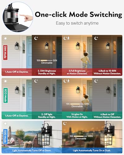 VIANIS Black Motion Sensor Porch Lights Outdoor, 100% Aluminum Anti-Rust