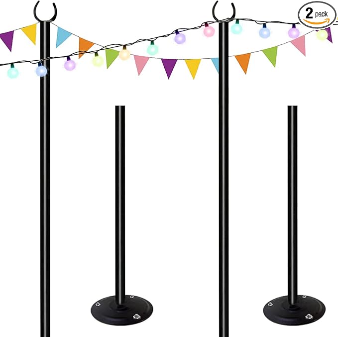 10ft String Light Poles for Hard Surfaces, Light Poles for Outdoor String Light, Perfect for Garden, Backyard, and | Lumora