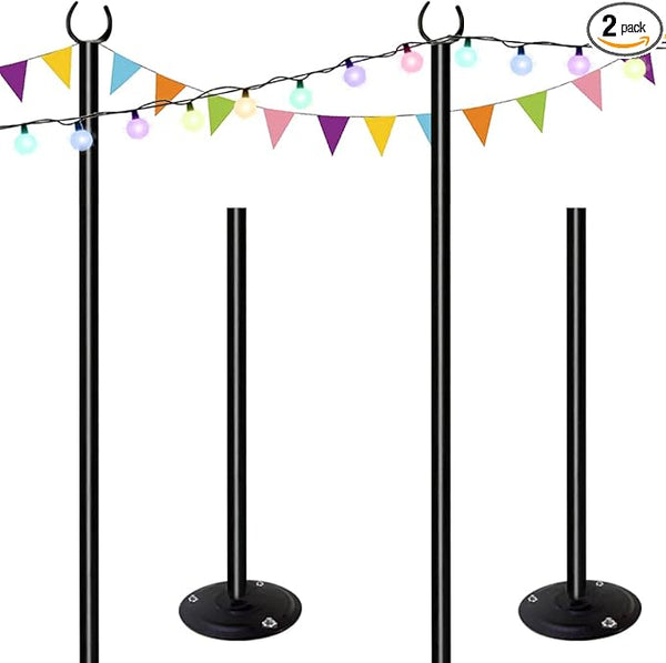 10ft String Light Poles for Hard Surfaces, Light Poles for Outdoor String Light, Perfect for Garden, Backyard, and | Lumora