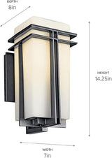 Kichler Tremillo 17.25" Outdoor Wall Lightin Black, 1-Light Exterior Wall Sconce Porch Light with Satin Etched | Lumora