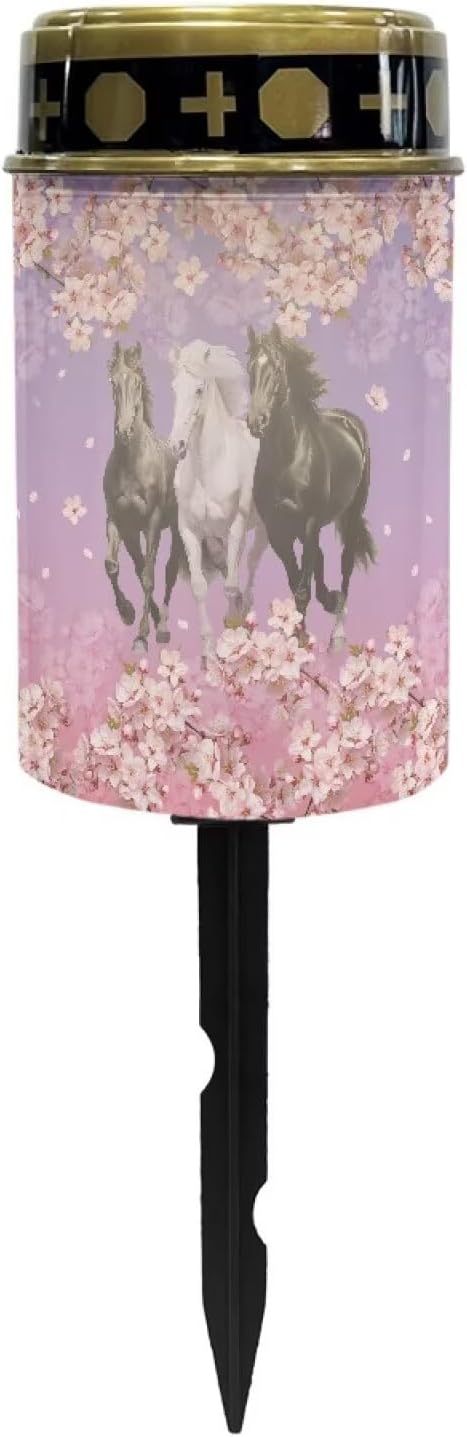 ZOUTAIRONG Horses Cherry Blossom Solar Light for Cemetery Grave Durable Solar Garden Lights Landscape Lighting | Lumora