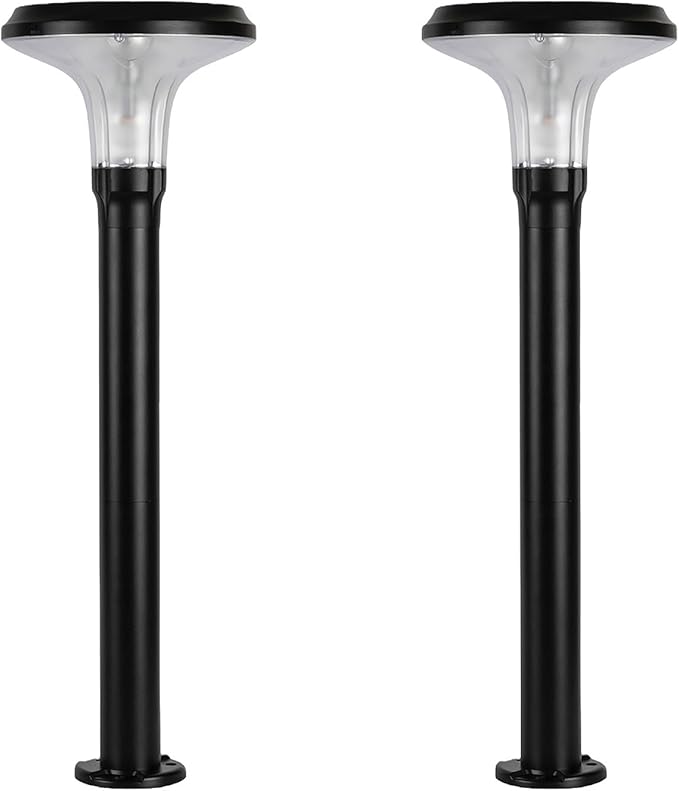 Gama Sonic Vantage Bollard Solar Pathway Light, Black Aluminum, Large 10" Diameter, 31" Tall Height, UltraBright 200 Lumens, Warm White 2700K LED, Waterproof Outdoor Landscape, 314BP250000 (2 Pack)