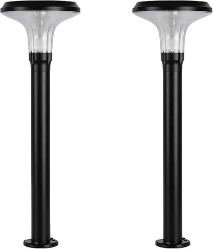 Gama Sonic Vantage Bollard Solar Pathway Light, Black Aluminum, Large 10" Diameter, 31" Tall Height, UltraBright 200 Lumens, Warm White 2700K LED, Waterproof Outdoor Landscape, 314BP250000 (2 Pack)