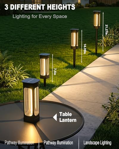 2026 Solar Lights Outdoor, 6 Pack Solar Pathway Lights Auto On/Off Waterproof Garden Landscape Lighting for Path, Yard, Walkway, Driveway Decor (Warm White)