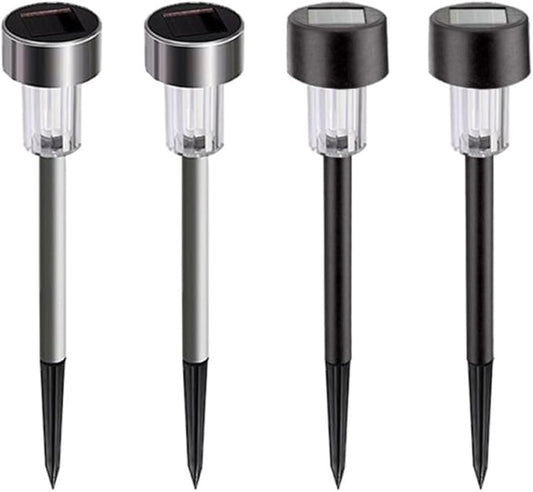 10pcs Waterproof Solar LED Garden Landscape Pathway Lights White Light Plastic Lawn Road Ground Plug Lamps for Outdoor Patio Yard Lighting