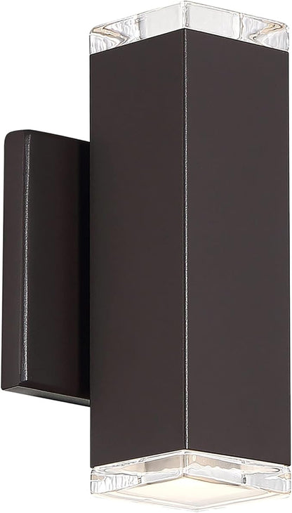 WAC Lighting dweLED, Block 2 Light LED Indoor and Outdoor Wall Light 3000K in Bronze
