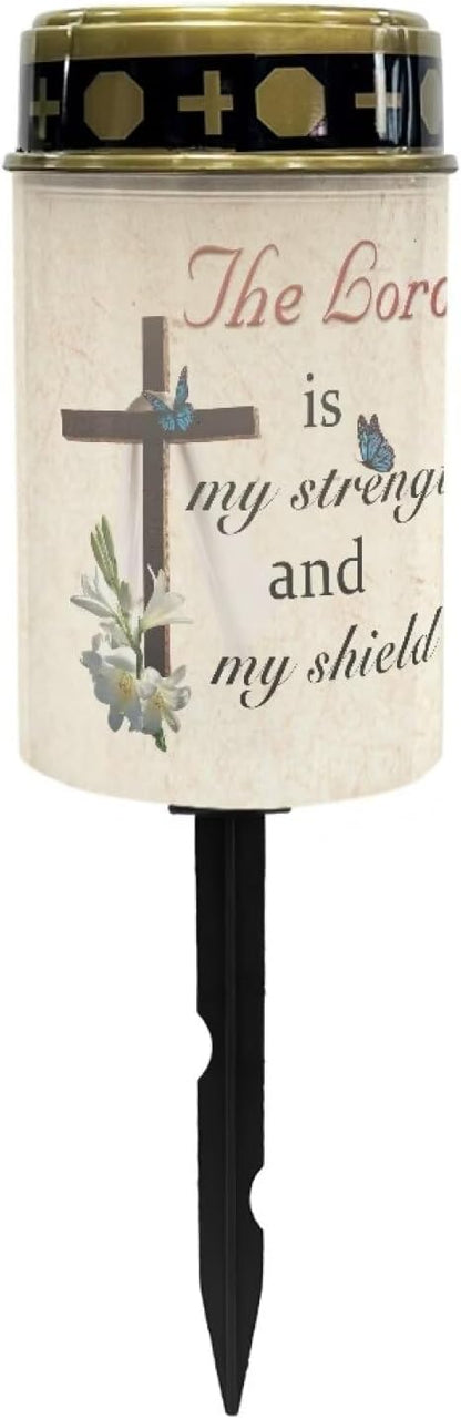 Solar Stake Lights Yard Lawn Solar Powered Lights Cemetery Decorations Driveway Markers Patio Accessories Ornament Sympathy Remembrance Memorial Gift - Cross Letters