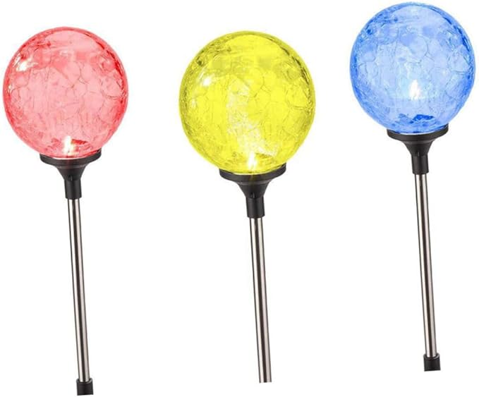 Solar Glass Ball Stake Light Color Changing Led Garden Light Outdoor Plug Lamp for Pathways Yards Patios and Events