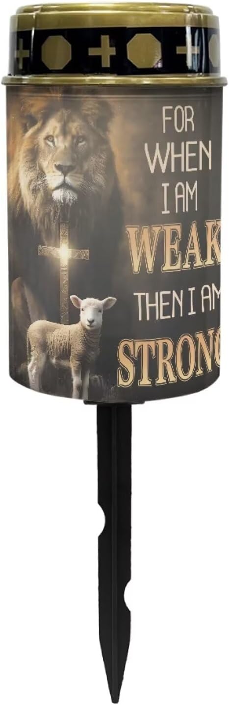 Cross Lion Cemetery Solar Lights for Grave Dove Grave Decorations for Cemetery Auto On/Off LED Solar Light for Landscape Outdoor Cemetery Decor 2 Pack