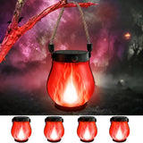 4 Pack Halloween Solar Lanterns Outdoor Waterproof Solar Red Flame Lights