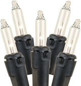 Novelty Lights 22 Feet 100 Bulbs Traditional Incandescent Mini Lights, Clear on Black Wire with 2.5" Spacing | Lumora