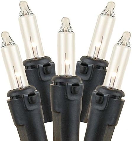 Novelty Lights 22 Feet 100 Bulbs Traditional Incandescent Mini Lights, Clear on Black Wire with 2.5" Spacing | Lumora