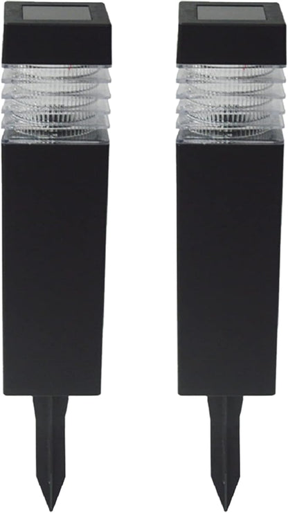 Crosslight Solar Powered Pathway Lights (2 Pack) - Column Outdoor LED Lights, Waterproof for Garden, Yard, Patio, Lawn, Walkway - Decorative Ground Stake Lighting | White
