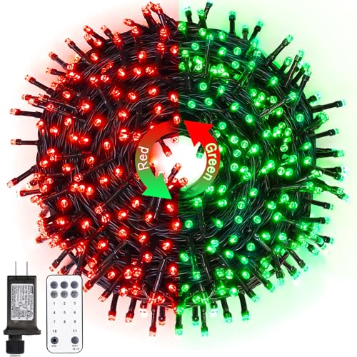 JMEXSUSS 66ft 200 LED Color Changing Christmas Lights, Red & Green