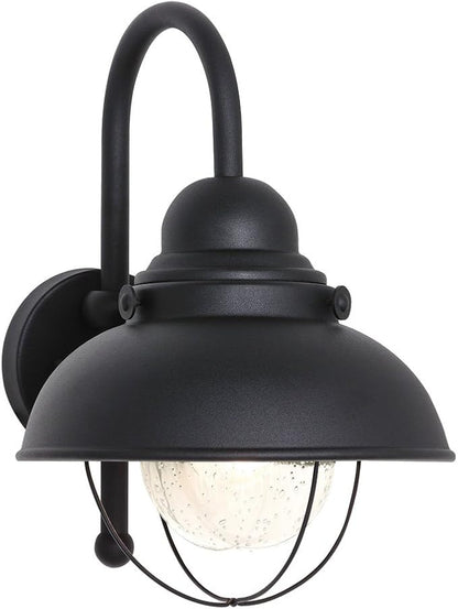 Generation Lighting 8871-12 Sebring Transitional One - Light Outdoor Wall Lantern Outside Fixture, Black Finish