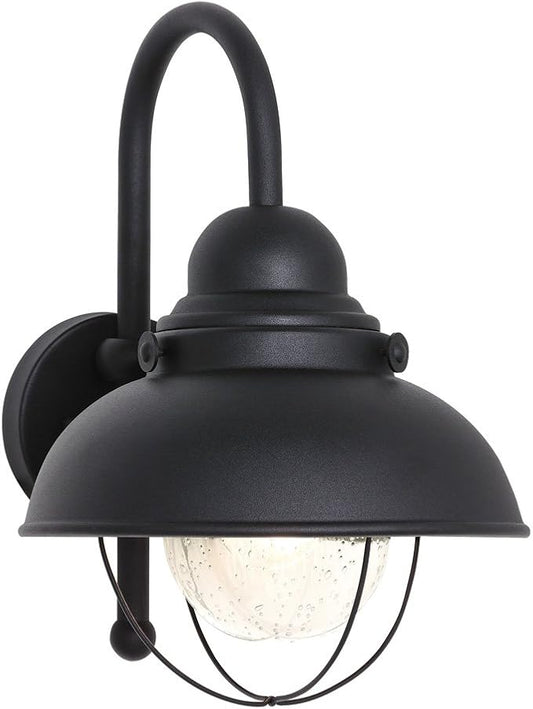 Generation Lighting 8871-12 Sebring Transitional One - Light Outdoor Wall Lantern Outside Fixture, Black Finish