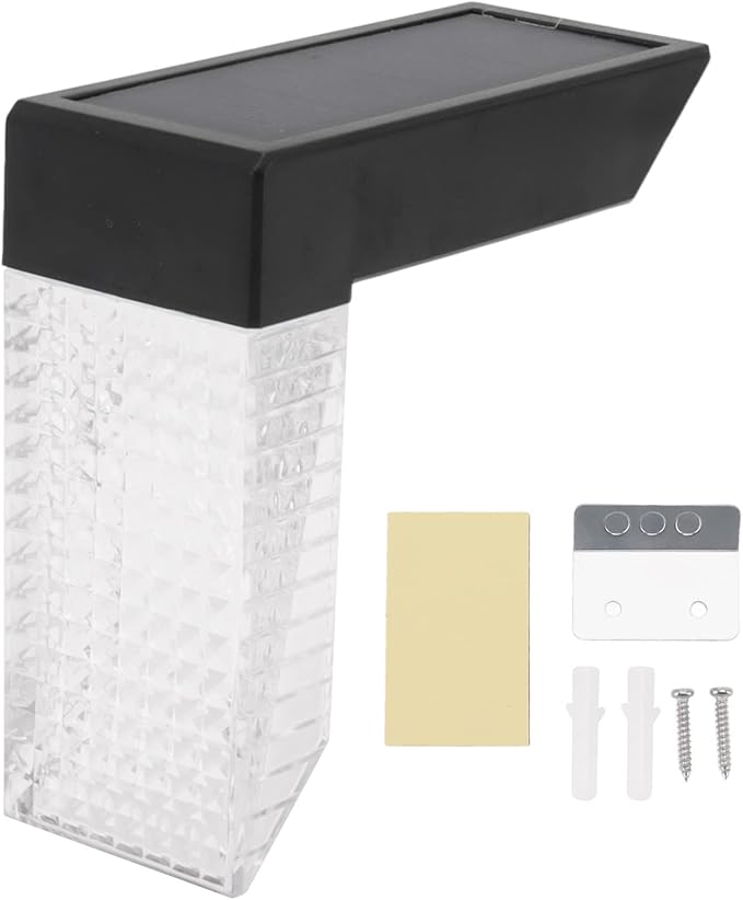 LED Solar Step Light, L Shape, Warm and RGB Color Temperature, Solar Pathway Light - IP65 Waterproof Design, Monocrystalline Charging, Garden Deck Safety Lighting