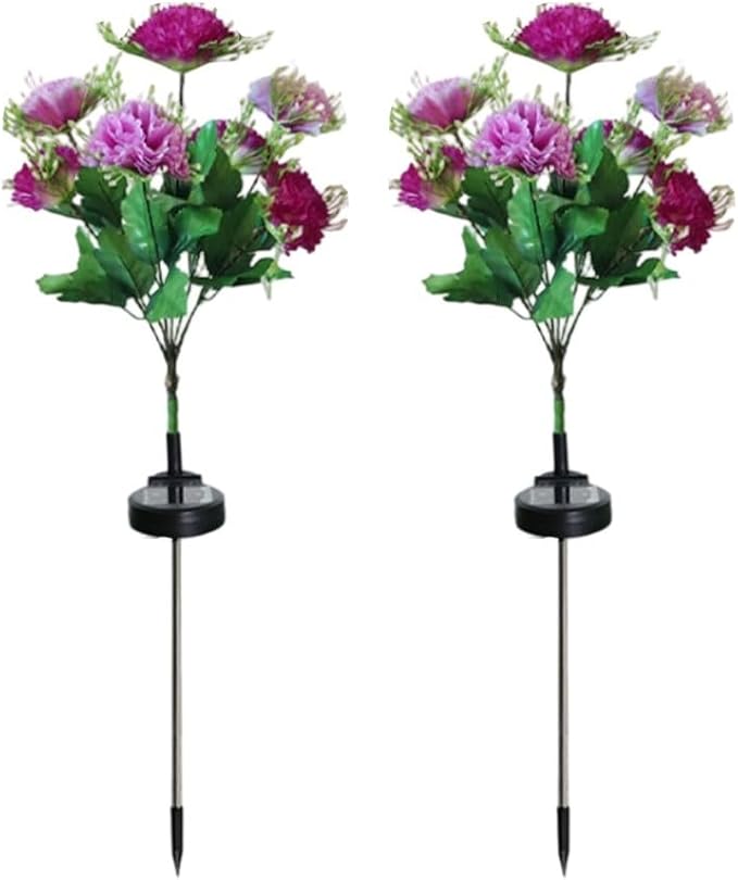 2 Pack Solar Garden Lights IP65 Waterproof LED Stakes 70cm Outdoor Decorative Lighting for Patio Path Lawn Balcony Fence(Purple)