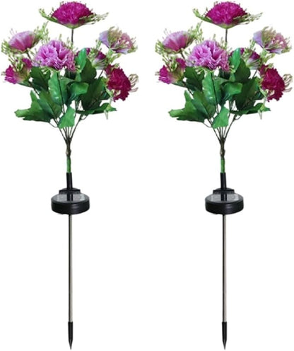 2 Pack Solar Garden Lights IP65 Waterproof LED Stakes 70cm Outdoor Decorative Lighting for Patio Path Lawn Balcony Fence(Purple)