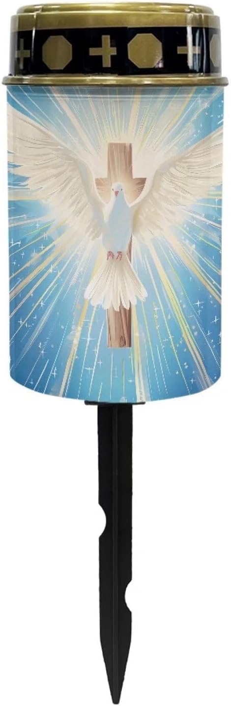 White Dove Solar Landscape Lights Outdoor Soft White Solar Cemetery Lights for Grave Solar Cemetery Lamp Blessed Candles for Home Memorial Decoration,Yard Path Stake Lights