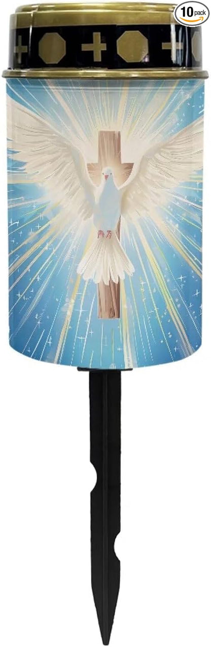 White Dove Solar Landscape Lights Outdoor Soft White Solar Cemetery Lights for Grave Solar Cemetery Lamp Blessed Candles for Home Memorial Decoration,Yard Path Stake Lights