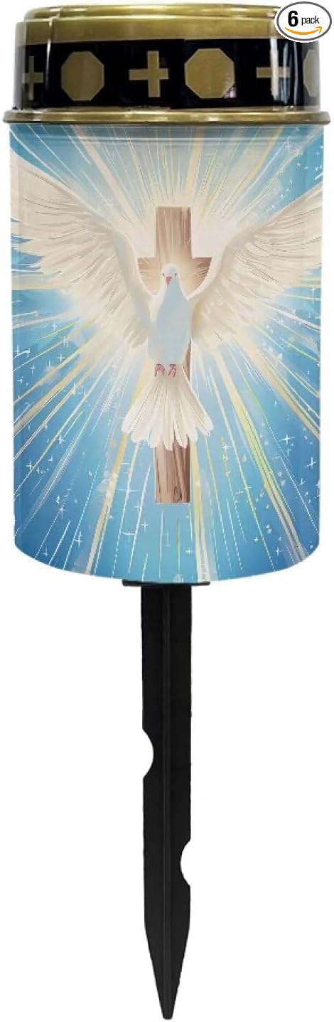 White Dove Solar Landscape Lights Outdoor Soft White Solar Cemetery Lights for Grave Solar Cemetery Lamp Blessed Candles for Home Memorial Decoration,Yard Path Stake Lights
